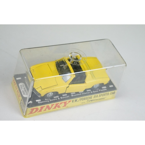 1222 - Five boxed / cased Dinky diecast models to include 208 VW Porsche 914 Sports Car in yellow, 485 Merr... 