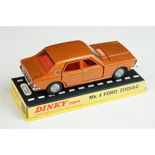 1225 - Seven boxed / cased Dinky diecast models to include 1415 Peugeot 504 in blue, 164 Mk4 Ford Zodiac in... 