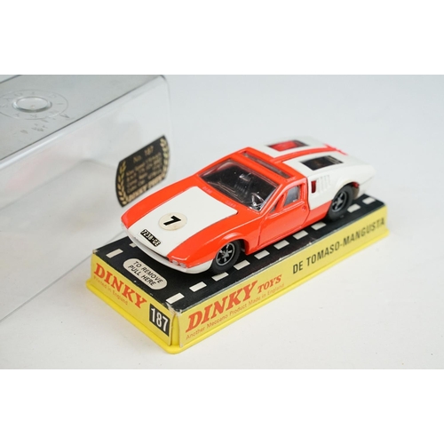 1225 - Seven boxed / cased Dinky diecast models to include 1415 Peugeot 504 in blue, 164 Mk4 Ford Zodiac in... 