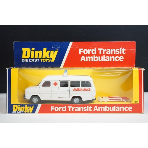 1227 - Ten boxed Dinky diecast models to include 274 Ford Transit Ambulance, 267 From The TV Series Emergen... 