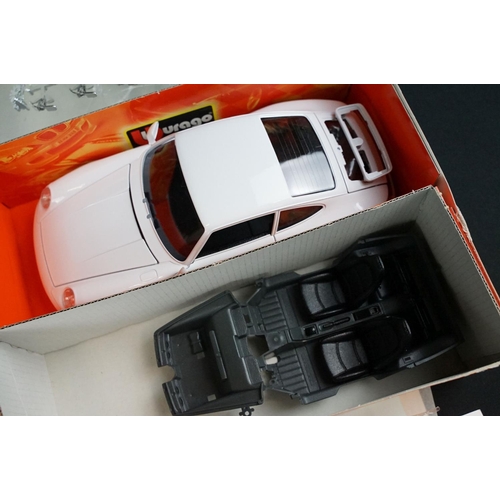 387 - Four boxed plastic model kits to include 1/18 scale 7060 Burago Porsche 911 Carrera Racing 1993, 1/1... 