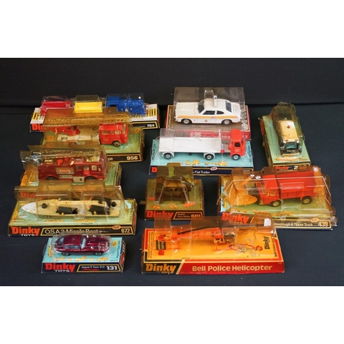 1200 - 11 Boxed Dinky diecast models to include 956 Turntable Fire Escape, 439 Ford D800 Snowplough And Tip... 