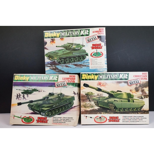 1206 - Three boxed Dinky Military Kit diecast models to include 1038 Scorpion Tank, 1036 Leopard Tank and 1... 