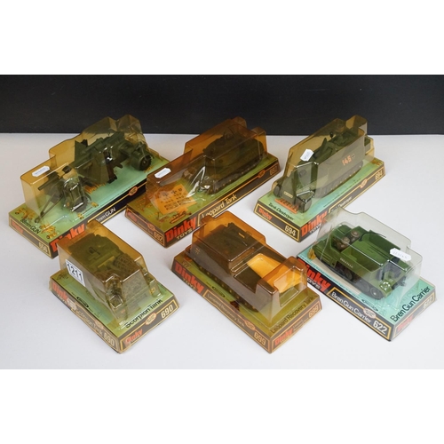 1211 - Six boxed Dinky military diecast models to include 656 88mm Gun, 694 Tank Destroyer, 692 Leopard Tan... 