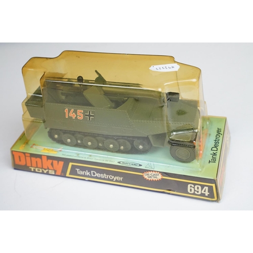 1211 - Six boxed Dinky military diecast models to include 656 88mm Gun, 694 Tank Destroyer, 692 Leopard Tan... 