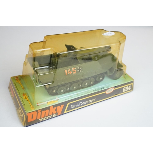 1211 - Six boxed Dinky military diecast models to include 656 88mm Gun, 694 Tank Destroyer, 692 Leopard Tan... 