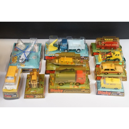 1212 - Ten boxed Dinky diecast models to include 439 Ford D800 Snowplough & Tipper Truck, 724 Sea King Heli... 