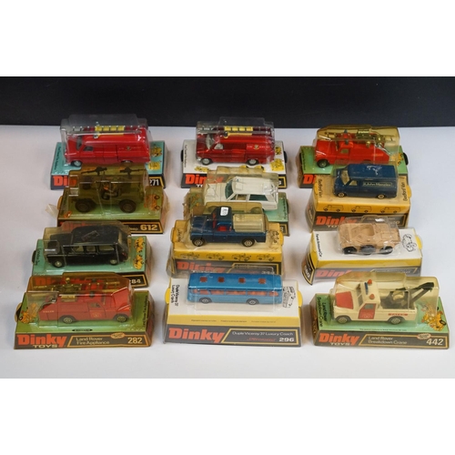 1213 - 12 Boxed Dinky diecast models to include 2 x 282 Land Rover Fire Appliance, 296 Duple Viceroy 37 Lux... 