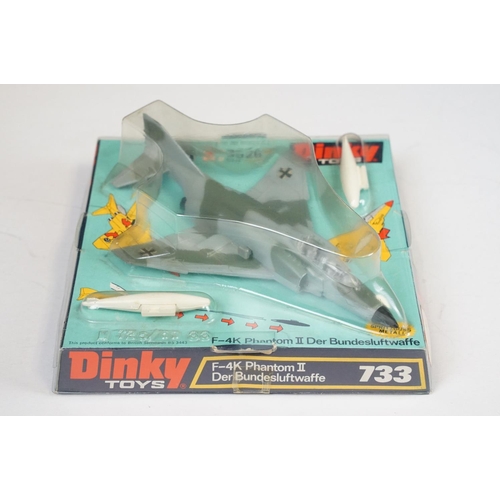 1215 - Three boxed Dinky diecast model planes to include 733 F-4K Phantom II Der Bundesluftwaffe, 712 US Ar... 