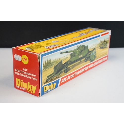 1218 - Boxed Dinky 616 military set AEC Arctic Transporter With Chieftain Tank diecast model in military gr... 