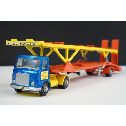 1219 - Boxed Dinky 974 AEC Hoyner Car Transporter diecast model, diecast ex, box fair with some marks and a... 