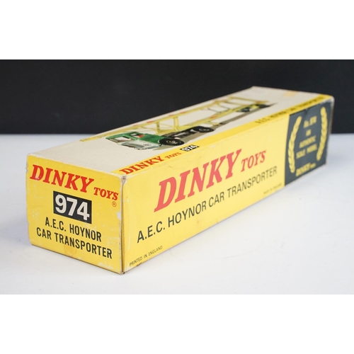 1219 - Boxed Dinky 974 AEC Hoyner Car Transporter diecast model, diecast ex, box fair with some marks and a... 