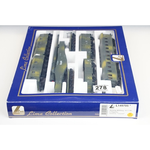 278 - Boxed Lima OO gauge L149705 WW2 Military Train Pack Geschutz Leopold Wltkrieg Militarzug mit V188 3 ... 