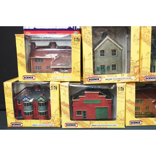 303 - Nine boxed Scenix OO gauge trackside buildings to include EM6007 Old English Farmhouse, EM6011 Semi ... 