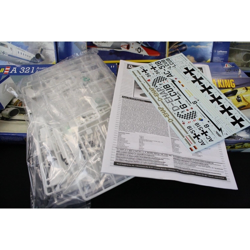 407 - 14 Boxed plastic model kits to include 7 x Revell (Douglas DC-7C, A321 Millennium, Fairey Rotodyne, ... 