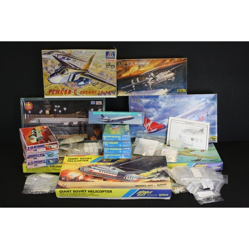 409 - 13 Boxed plastic model aircraft kits to include 4 x Nu Bee 1/100 (Military Helicopter, Jet Airliner,... 