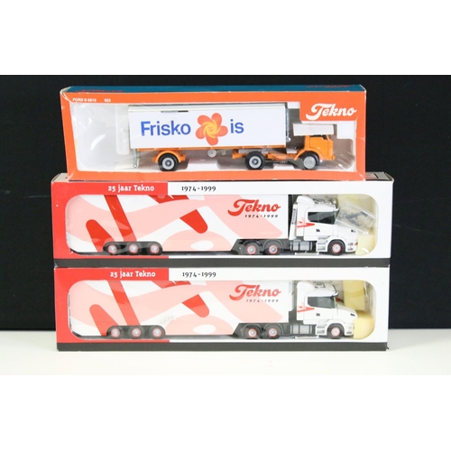 1185 - Eight boxed Tekno haulage diecast models to include 915 Ford D 0810, 420 Scania LBS 141, 452 trailer... 