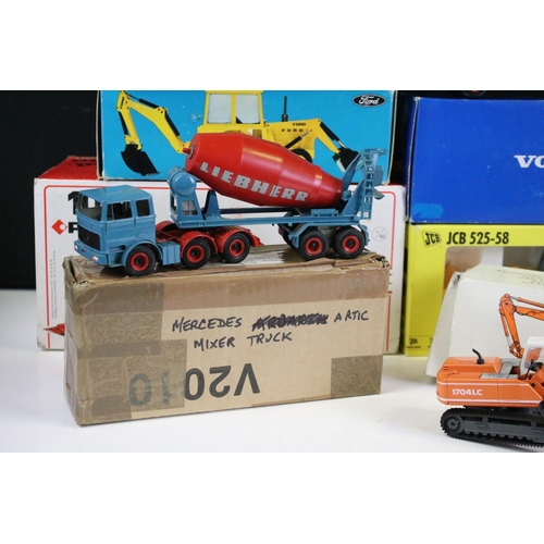 1188 - Six boxed construction diecast models to include NZG No. 130 Ford 550 Tractor Backhoe Loader yellow/... 