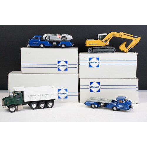 1182 - Four boxed 1/50 scale Conrad diecast models to include 1034 Mercedes Benz Racing Car Transporter 195... 