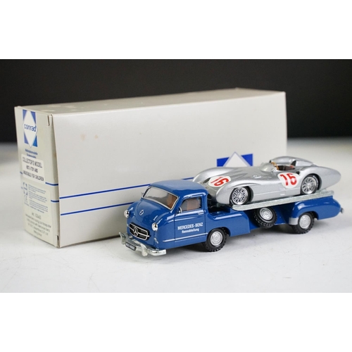 1182 - Four boxed 1/50 scale Conrad diecast models to include 1034 Mercedes Benz Racing Car Transporter 195... 