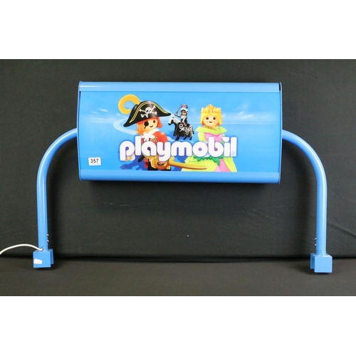 357 - Playmobil Illuminating Advertising Sign / Shop Display with tubular metal supports, approx. length 9... 