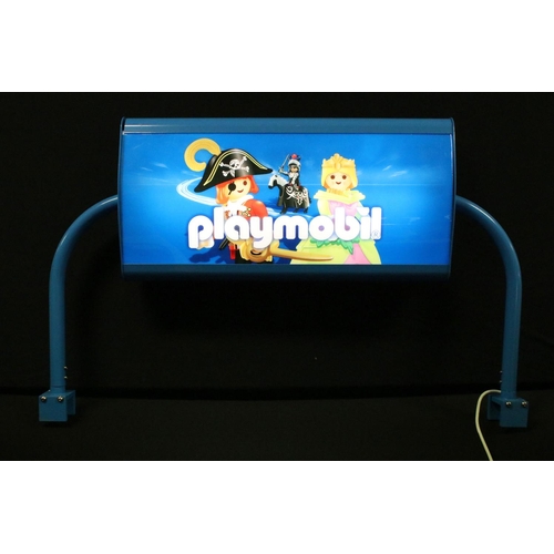 357 - Playmobil Illuminating Advertising Sign / Shop Display with tubular metal supports, approx. length 9... 