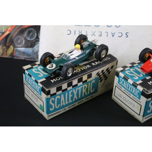 358 - Collection of Scalextric to include 4 x boxed slot cars (C82 Lotus, 3 x C81 Cooper), boxed / loose t... 