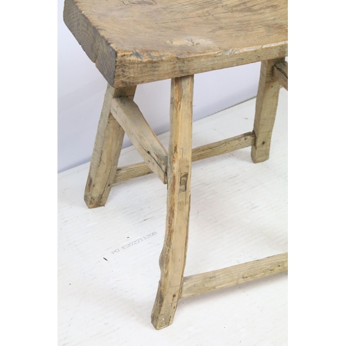 689 - Rustic oak stool, 54cm high x 54cm wide x 43cm deep