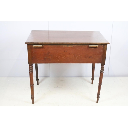 726 - Early 20th century mahogany table, the lid lifts to reveal a butler's lift out tray and storage belo... 