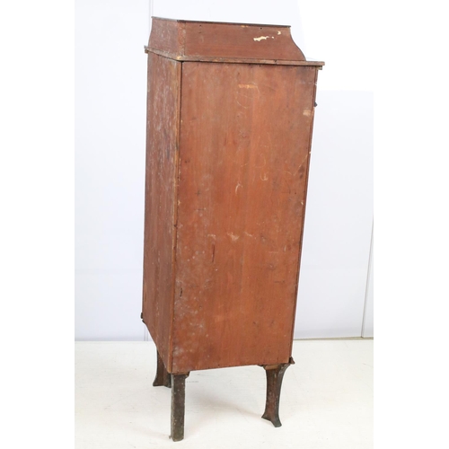 731 - Edwardian mahogany inlaid corner display cabinet, with astragal glazed door and three fitted shelves... 