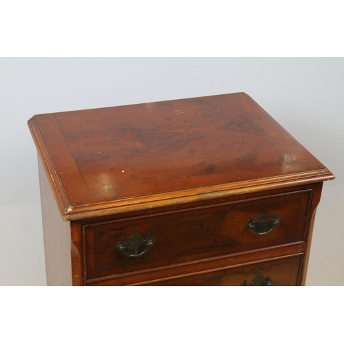 741 - Yew wood chest of four drawers, 71cm high x 48cm wide x 36.5cm deep