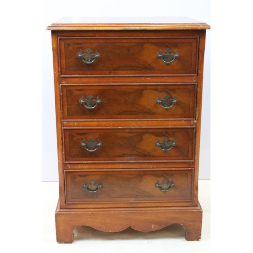 741 - Yew wood chest of four drawers, 71cm high x 48cm wide x 36.5cm deep