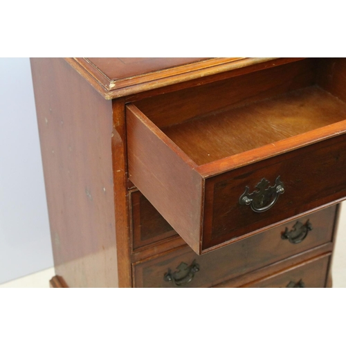 741 - Yew wood chest of four drawers, 71cm high x 48cm wide x 36.5cm deep