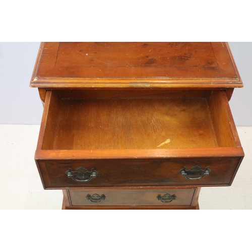 741 - Yew wood chest of four drawers, 71cm high x 48cm wide x 36.5cm deep