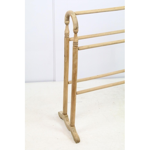 756 - Late 19th / early 20th century pine towel rail, 67cm long x 78cm high