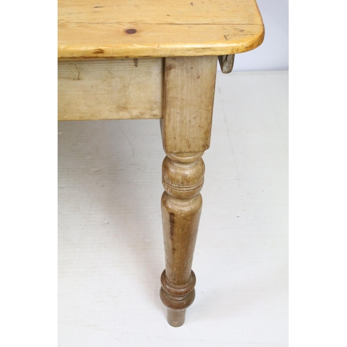 757 - Early 20th century pine kitchen table, 72cm high x 150cm long x 96.5cm deep