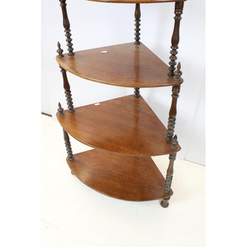 759 - Early 20th century mahogany five tier whatnot, with turned supported and galleried top, 136cm high x... 