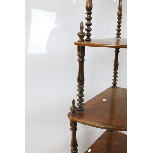 759 - Early 20th century mahogany five tier whatnot, with turned supported and galleried top, 136cm high x... 