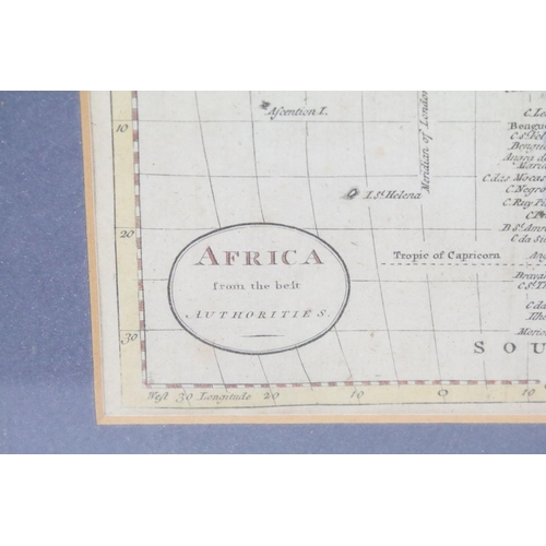 124 - Map of Africa from the beft Authorities, hand-coloured engraving, 19 x 23.5cm, label verso 'Guarante... 