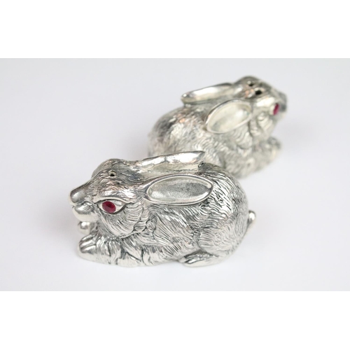 280 - Pair of silver plated rabbit condiments