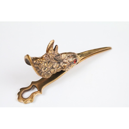 292 - Brass cased document clip in the form of a water bird