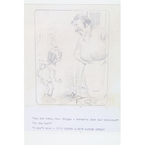 585 - Donald McGill (1875 - 1962), Bamford postcard artist, original pencil cartoon study, 