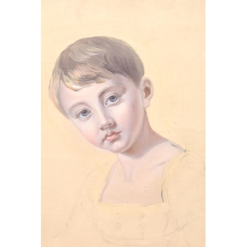 616 - 19th century English School, head and shoulders study of a child, pencil and oil on canvas, 58 x 50.... 