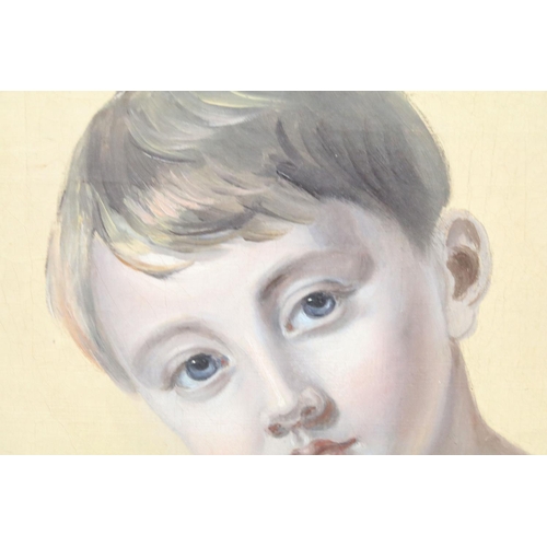 616 - 19th century English School, head and shoulders study of a child, pencil and oil on canvas, 58 x 50.... 