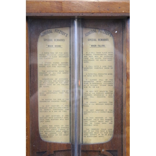 733 - Admiral Fitzroy's Royal Polytechnic Barometer, oak cased, Joseph Davis & Co, London, 103cm high