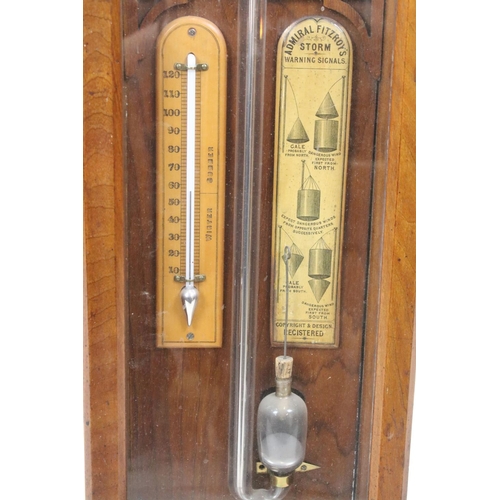 733 - Admiral Fitzroy's Royal Polytechnic Barometer, oak cased, Joseph Davis & Co, London, 103cm high