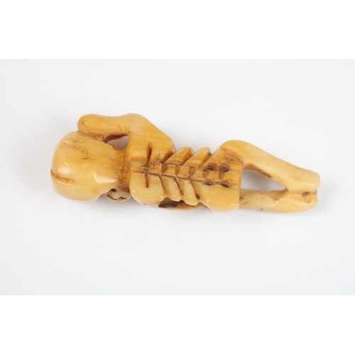 316 - Two carved Netsuke in the the form of skeletal figures.