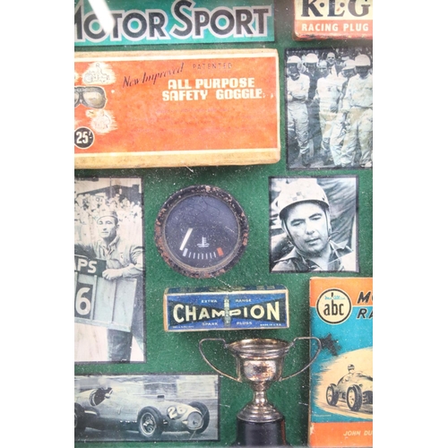 339 - A small group of Motor Racing collectables within a fitted display case.