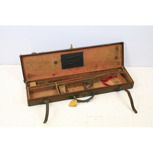 449 - Canvas shotgun case by Thomas Henshaw & Company, Christ Church Place, with owners card attached, app... 