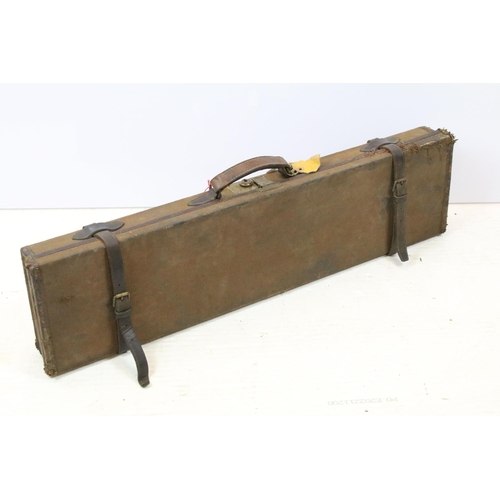 449 - Canvas shotgun case by Thomas Henshaw & Company, Christ Church Place, with owners card attached, app... 